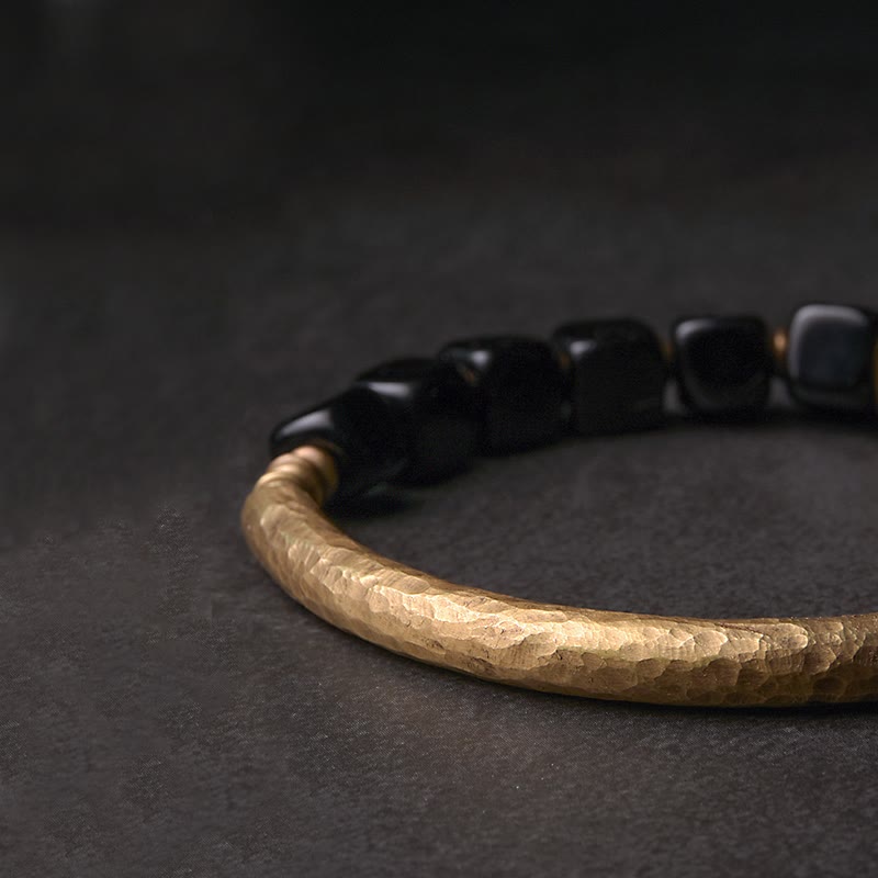 Nimara Ritual Black Obsidian Crystal Copper Strength Couple Bracelet