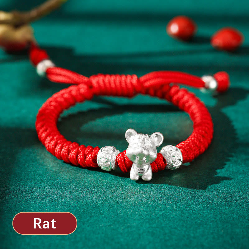 Nimara Ritual 999 Sterling Silver Chinese Zodiac Red Rope Luck Handcrafted Kids Bracelet