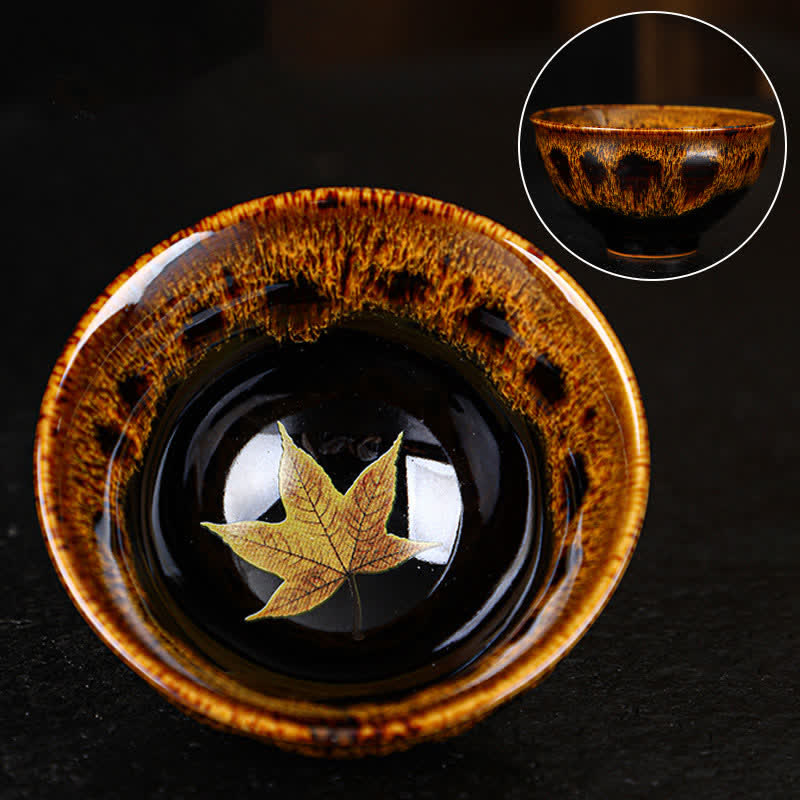Nimara Ritual Maple Leaf Colorful Ceramic Teacup Home Tea Cups