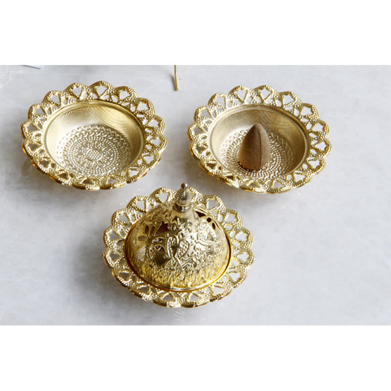 Nimara Ritual Tibetan Gold Mini Meditation Incense Burner