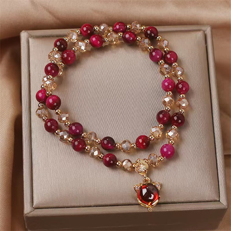 Nimara Ritual Red Tiger Eye Fox Protection Double Wrap Bracelet