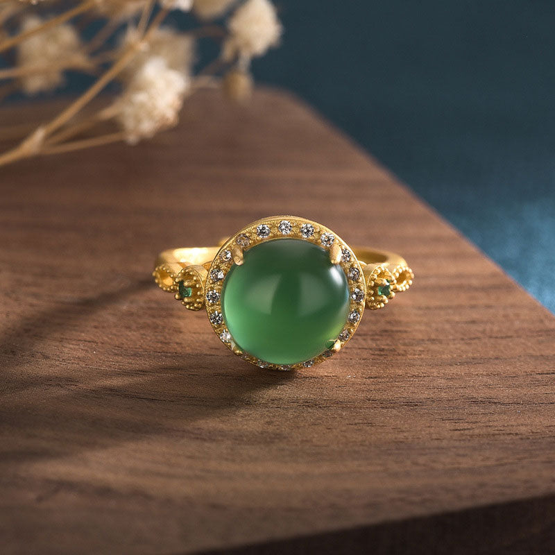 Nimara Ritual Green Jade Fortune Ring