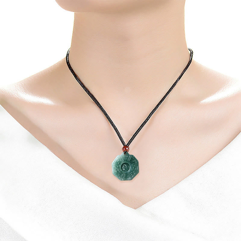Nimara Ritual Natural Jade FengShui Bagua Yin Yang Prosperity Necklace Pendant