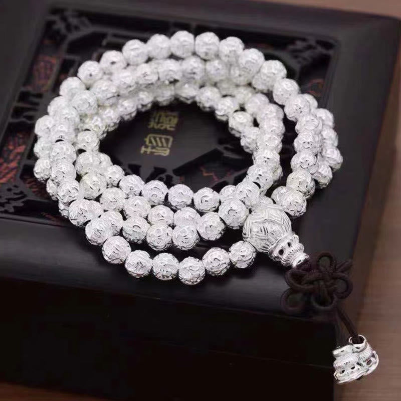 Nimara Ritual Tibetan Om Mani Padme Hum Carved Alloy Beads Amulet Bracelet