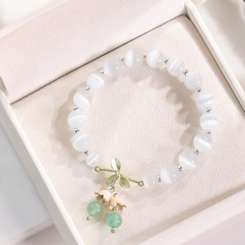 Nimara Ritual Cat's Eye Green Aventurine Blue Chalcedony Pink Crystal Peace Orchid Charm Bracelet