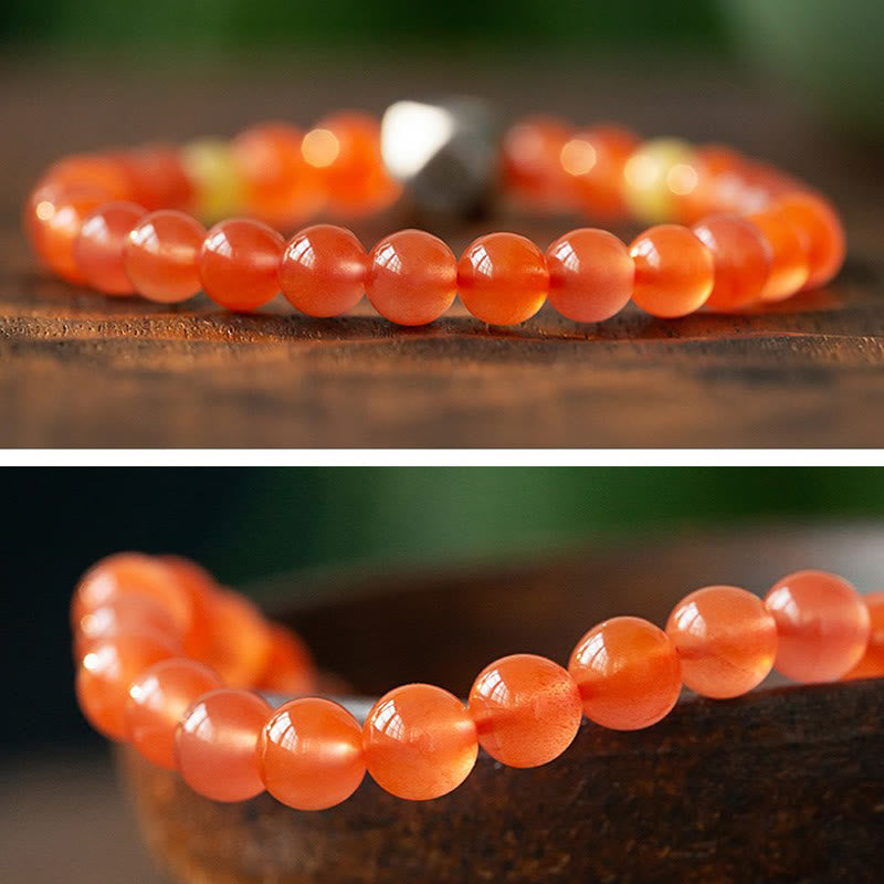 Nimara Ritual 925 Sterling Silver Chinese Zodiac Natal Buddha Amulet Red Agate Amber Self-acceptance Bracelet