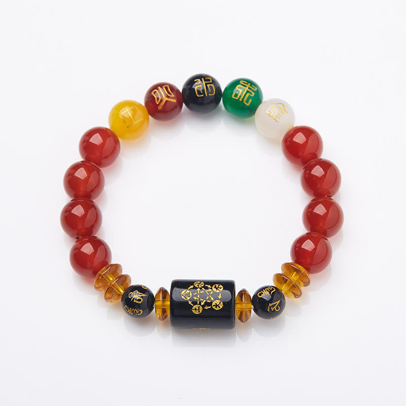 Nimara Ritual Five Elements Black Onyx Red Agate Wisdom Wealth Bracelet