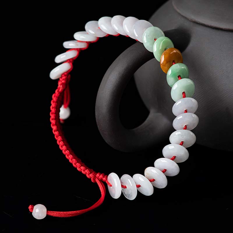 Nimara Ritual Round Jade Lucky Red String Weave Bracelet