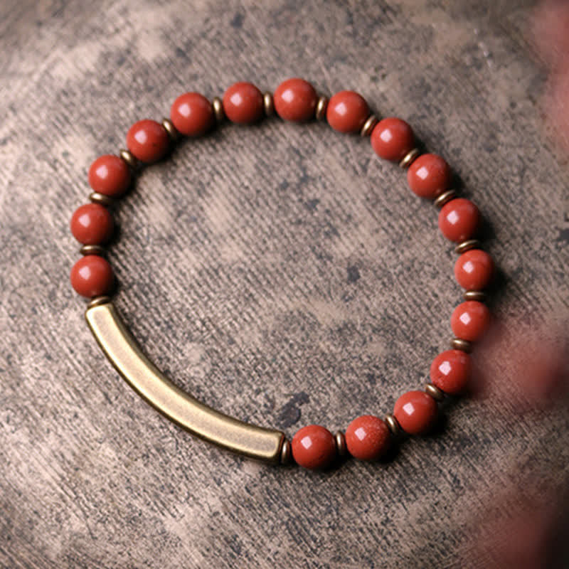 Nimara Ritual Red Jasper Moss Agate Black Obsidian Crystal Copper Peace Couple Bracelet
