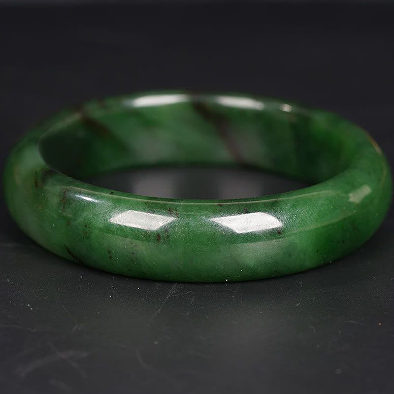 Nimara Ritual Natural Hetian Cyan Jade Happiness Success Bracelet Bangle