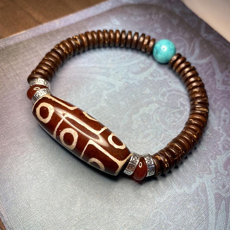 Nimara Ritual Tibetan Nine-Eye Dzi Bead Wealth Bracelet