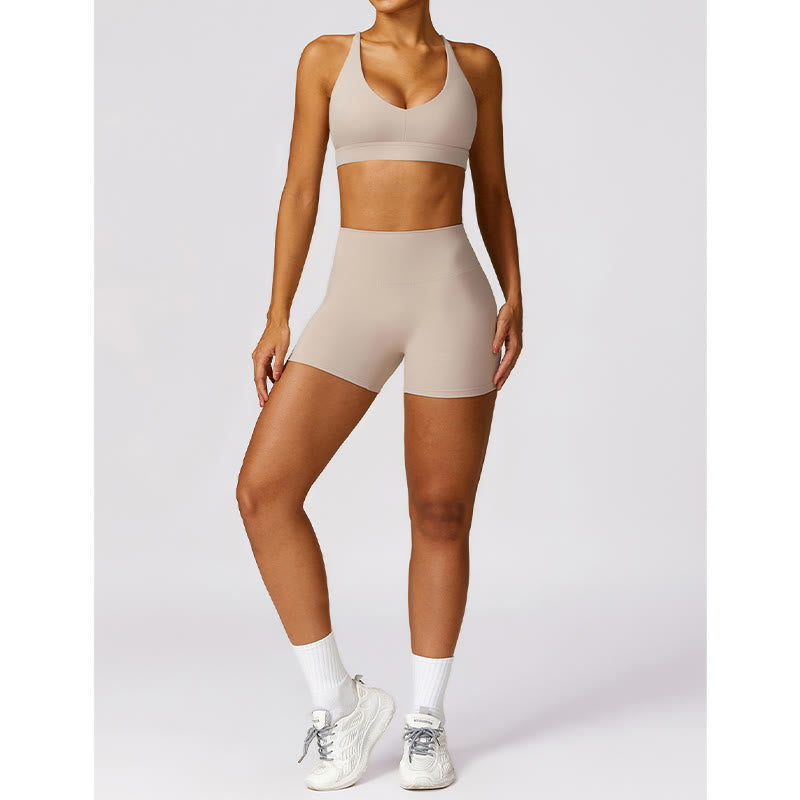 Nimara Ritual Gym Sports Yoga Backless Bra Crop Tank Top Breathable Shorts