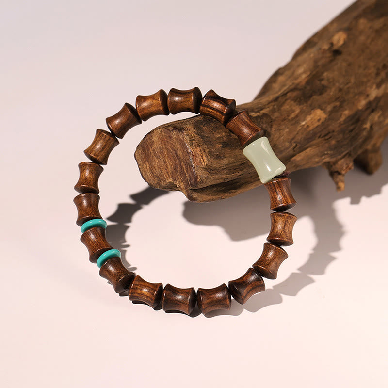Nimara Ritual Rosewood Auspicious Clouds Totem Fu Character Bamboo Pattern Warmth Bracelet