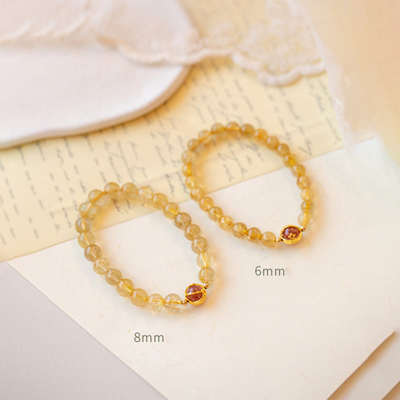 Nimara Ritual Golden Rutilated Quartz Strawberry Quartz Star Protection Bracelet