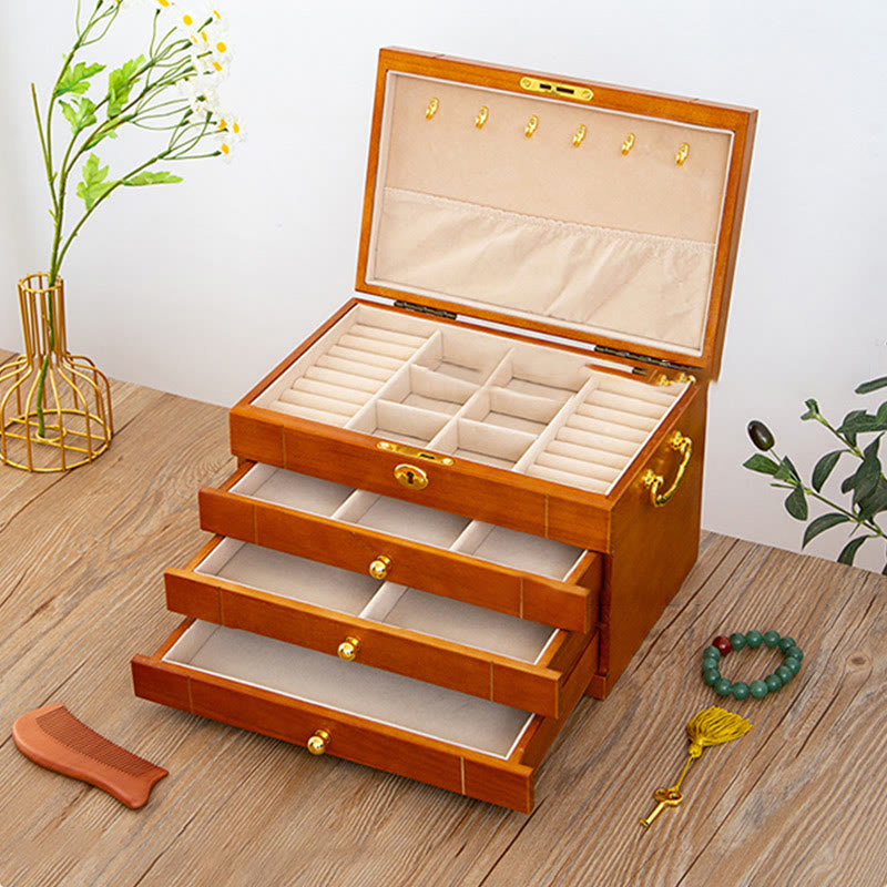 Nimara Ritual Retro Solid Wood Jewelry Box Four-Layer Wooden Jewelry Storage Box
