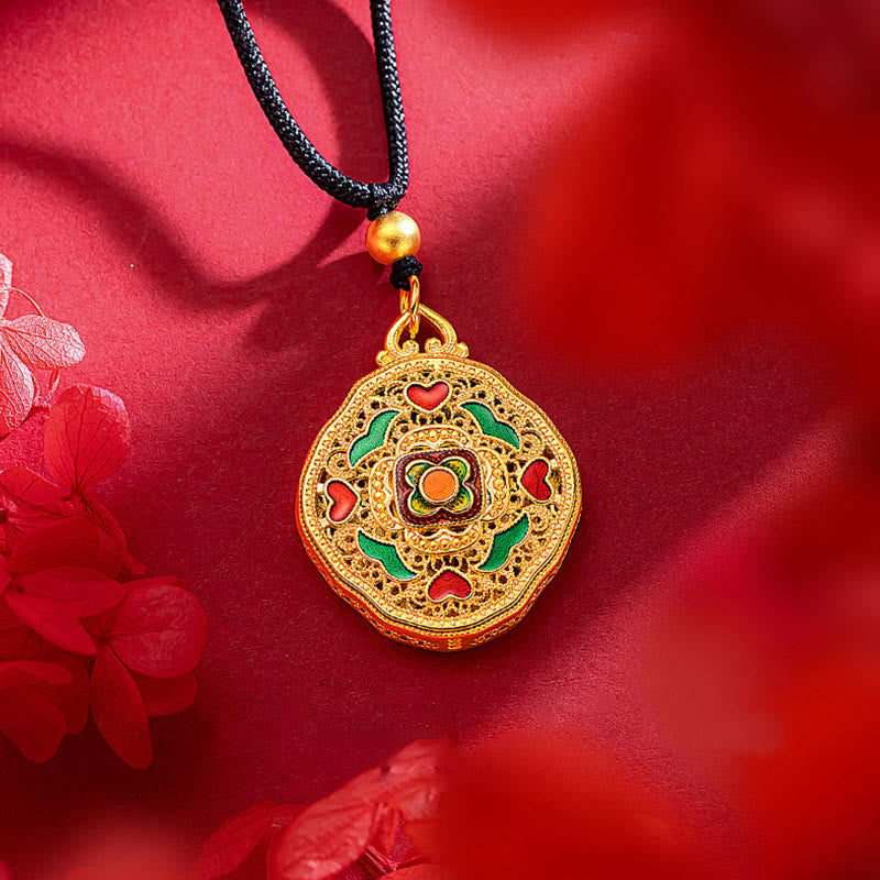 Nimara Ritual Flower Love Heart Copper Wealth Necklace Pendant