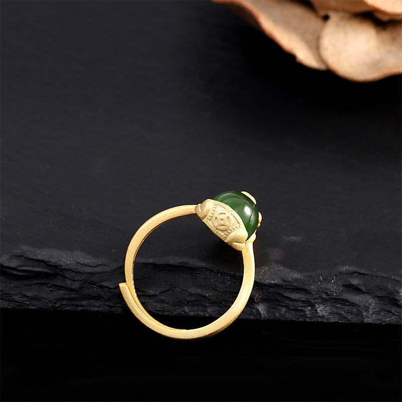 Nimara Ritual 18k Gold-plated Pixiu Jade Wealth Ring