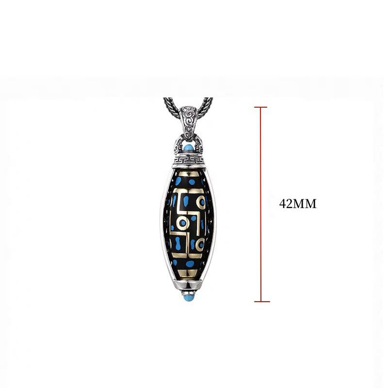 Peace & Purity Tibetan Om Mani Padme Hum Nine-Eye Dzi Bead Pattern Rotatable Necklace Pendant
