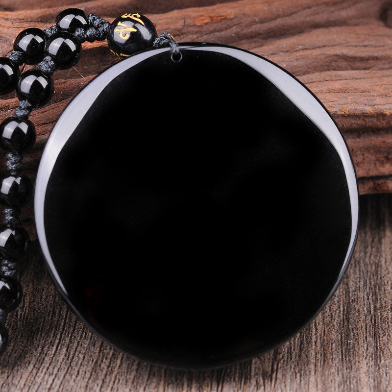 Nimara Ritual Bagua Dragon Phoenix Obsidian Fulfilment Pendant Necklace