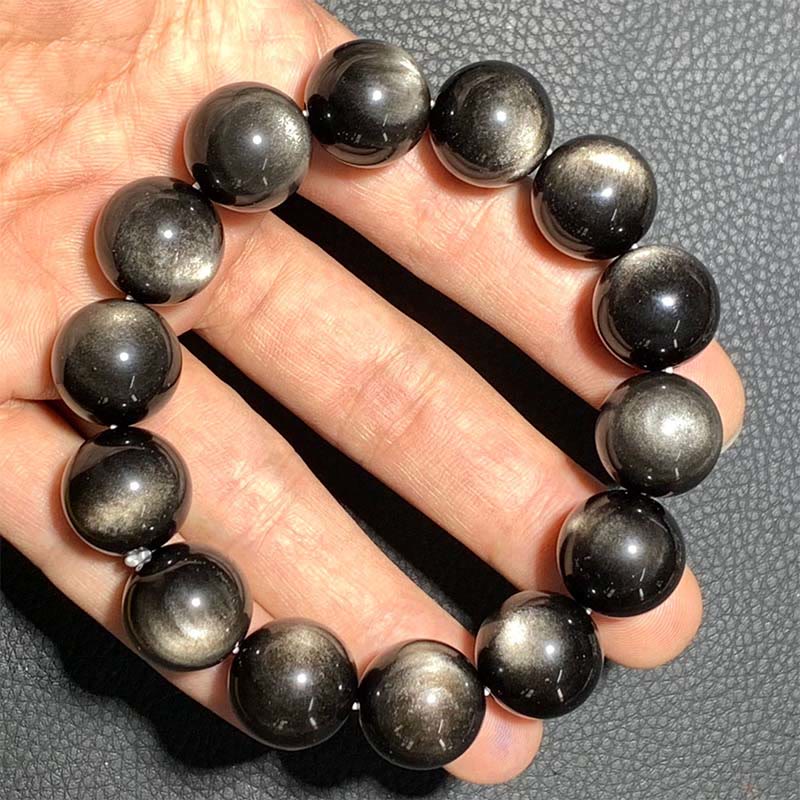 Nimara Ritual Natural Silver Sheen Obsidian Soothing Protection Bracelet