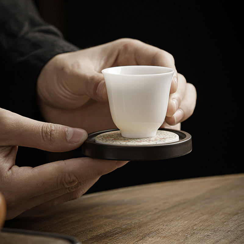 Nimara Ritual Plum Blossom Peach Heart Sutra Loquat Magnolia Persimmon Ceramic Cup Mat Pad Coaster Kung Fu Tea Mat