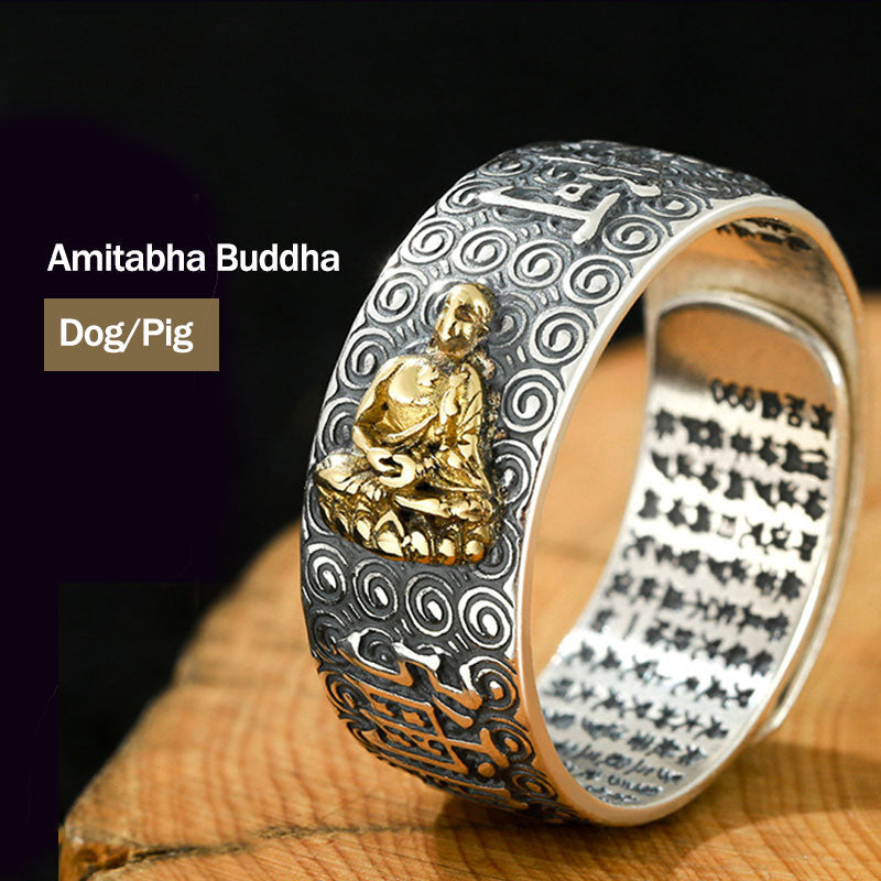 Nimara Ritual Chinese Zodiac Natal Buddha Wealth Luck Adjustable Ring