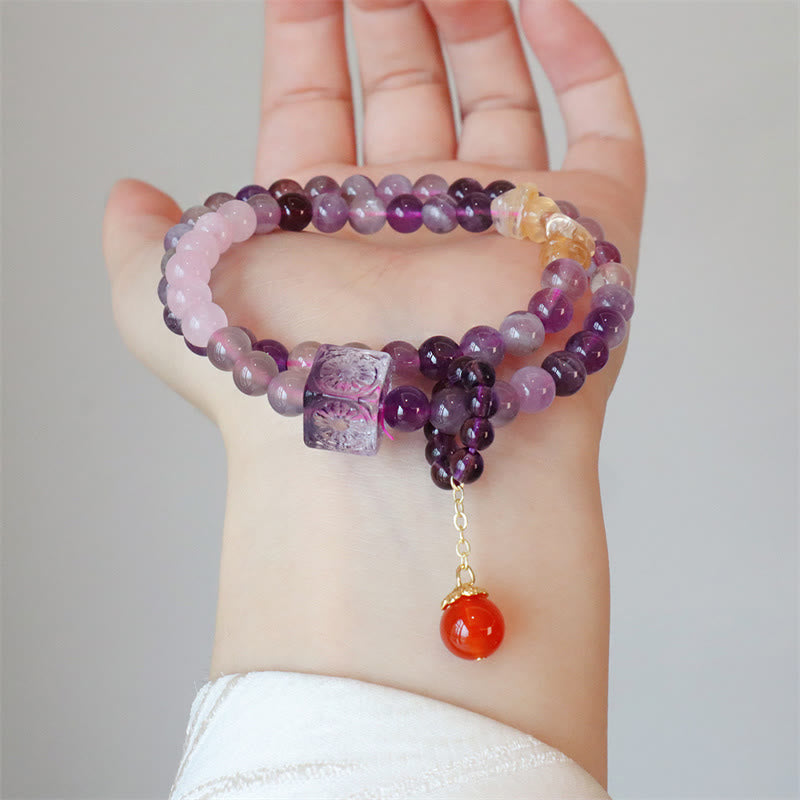 Nimara Ritual Natural Amethyst Citrine Positive Transformation Double Wrap Bracelet