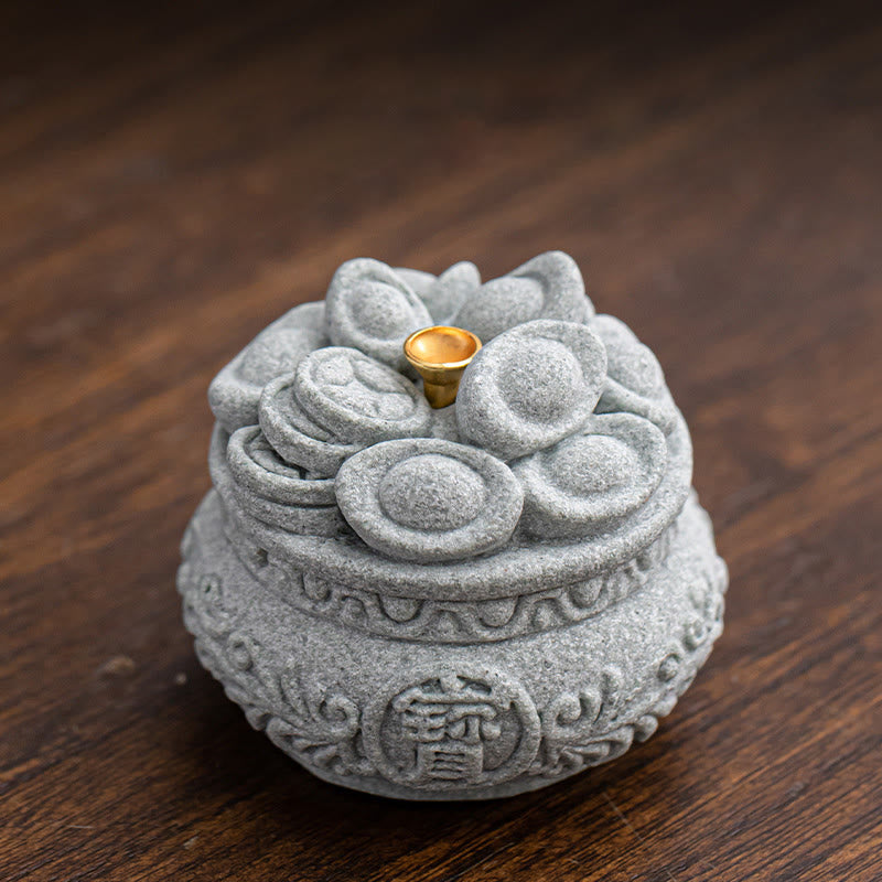 Nimara Ritual Chinese Character Fu Ingots Healing Incense Burner Desk Decoration