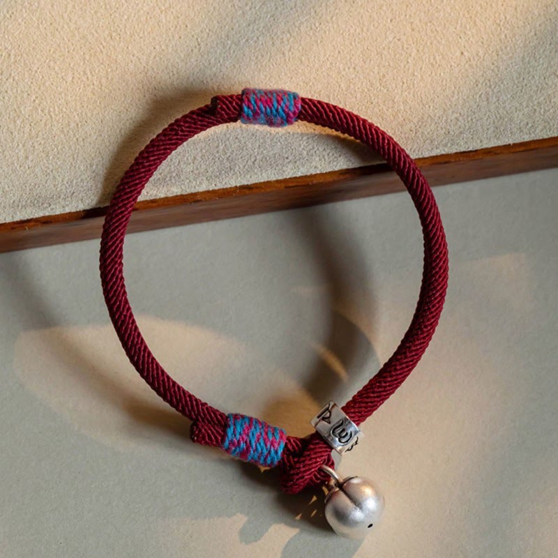 Nimara Ritual 925 Sterling Silver Tibetan Handmade Om Mani Padme Hum Persimmon Charm Luck Protection Braided Bracelet
