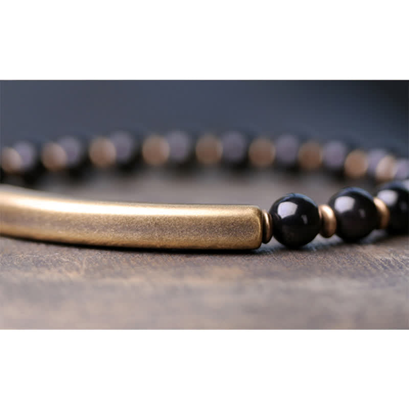 Nimara Ritual Red Jasper Moss Agate Black Obsidian Crystal Copper Peace Couple Bracelet