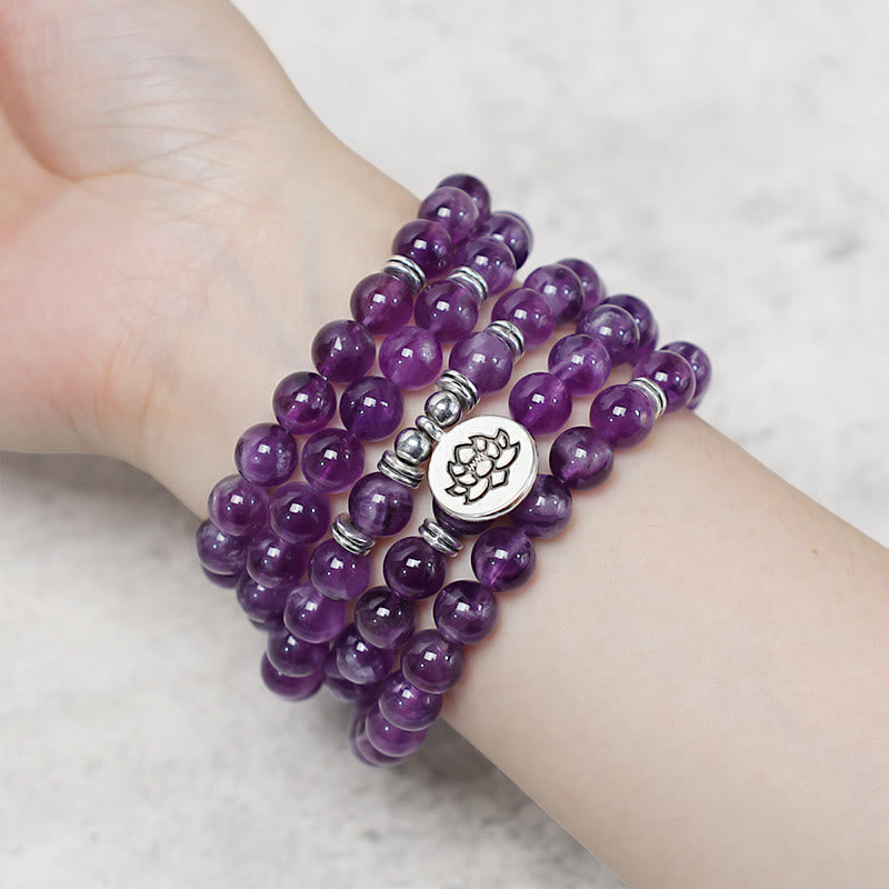 Nimara Ritual Natural Amethyst Purification Mala Bracelet