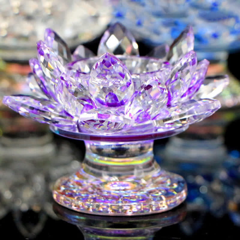 Nimara Ritual Lotus Flower Crystal Candle Holder Home Office Offering Decoration