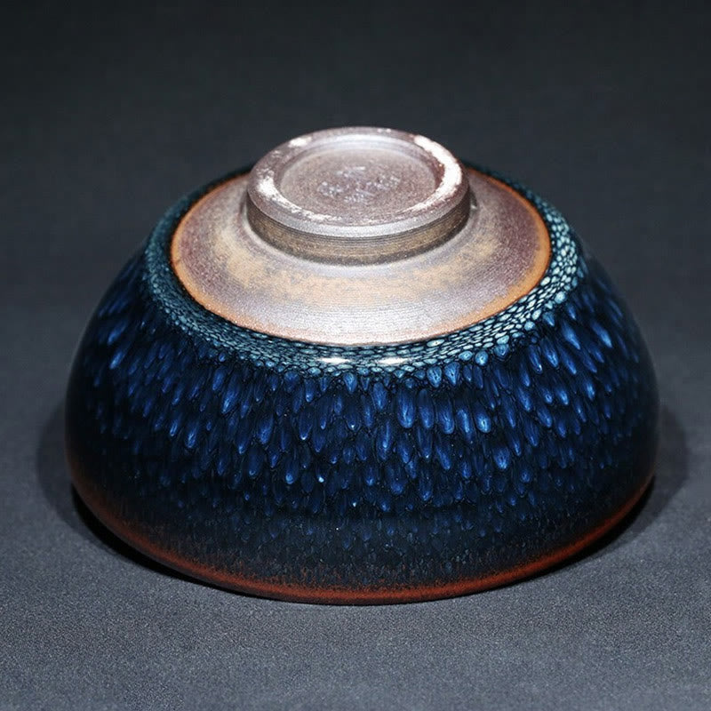 Nimara Ritual Handmade Blue Francolinus Spot Chinese Jianzhan Ceramic Teacup Kung Fu Tea Cup Bowl