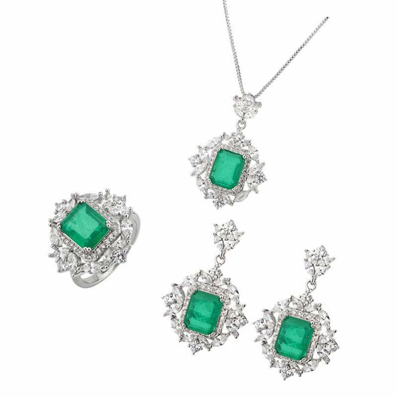 Nimara Ritual Emerald Crystal Red Corundum Confidence Courage Ring Earrings Necklace Pendant