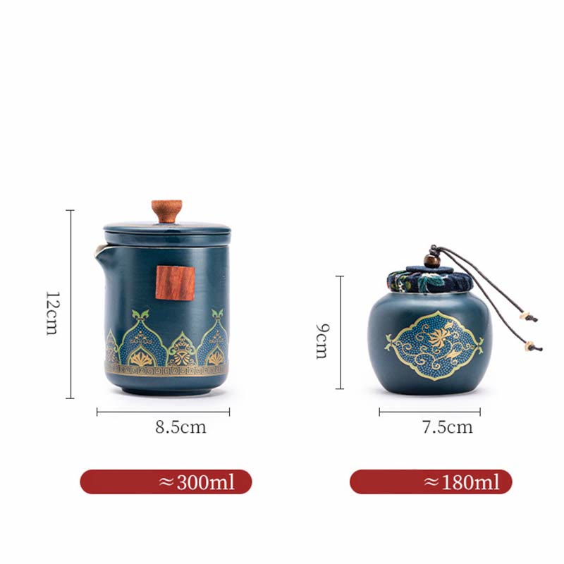 Nimara Ritual Flower Chinese Gongfu Ceramic Teapot Portable Outdoor Travel Tea Set Bag