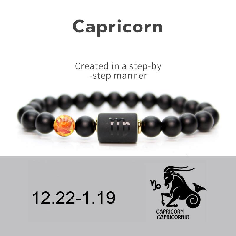 Nimara Ritual 12 Constellations of the Zodiac Black Onyx Adjustable Bracelet