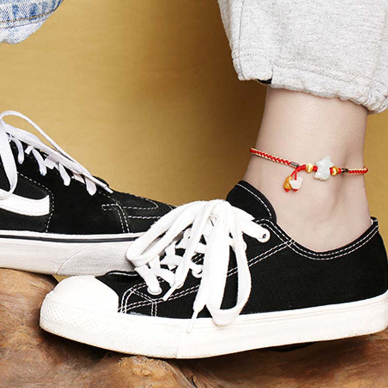 Nimara Ritual Chinese Zodiac Jade Prosperity Red String Bracelet Anklet