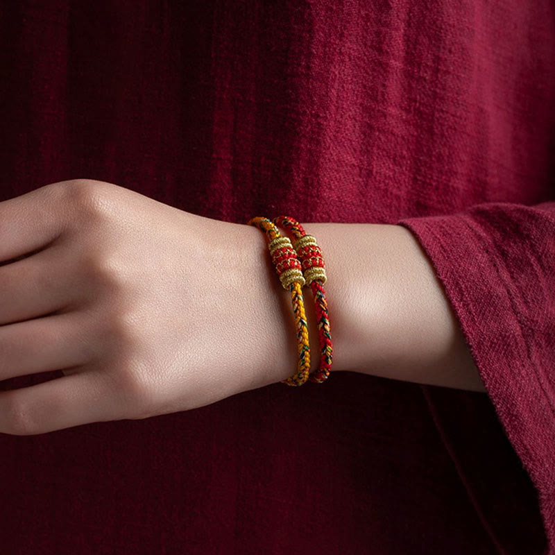 Nimara Ritual Tibet Handmade Chinese Zodiac Natal Buddha Luck Strength Braided String Bracelet
