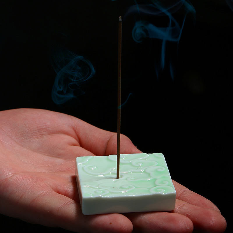Nimara Ritual Mini Auspicious Clouds Design Healing Stick Ceramic Small Incense Burner Decoration