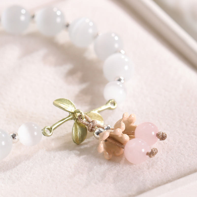 Nimara Ritual Cat's Eye Green Aventurine Blue Chalcedony Pink Crystal Peace Orchid Charm Bracelet
