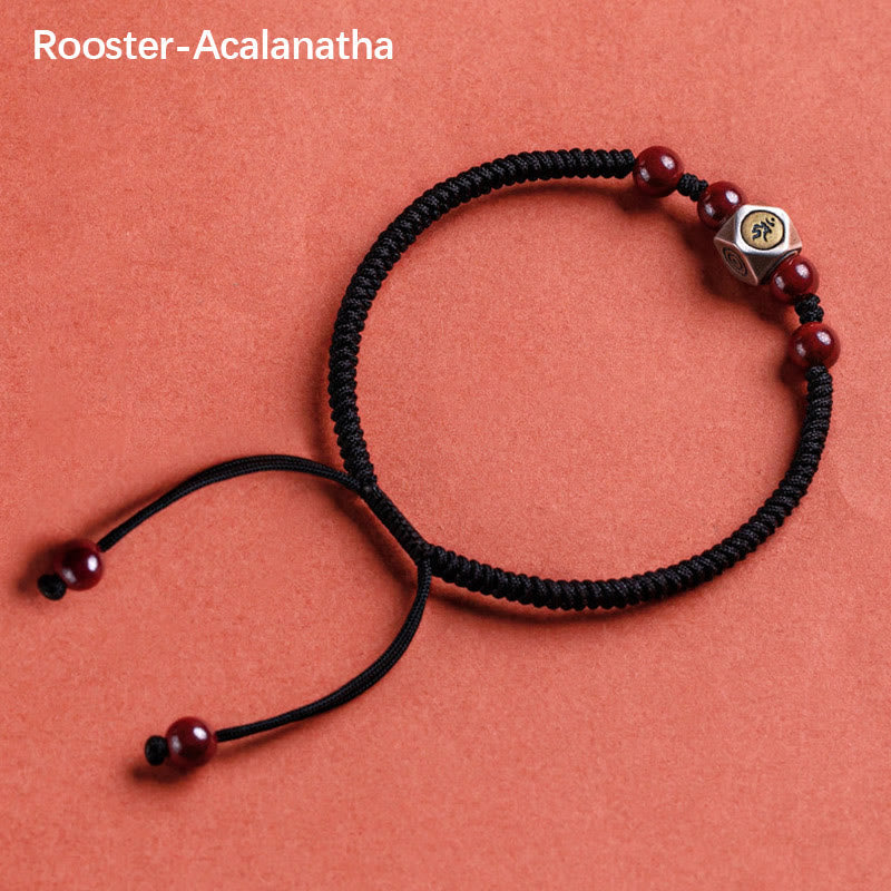 Nimara Ritual 925 Sterling Silver Chinese Zodiac Natal Buddha Cinnabar Calm Bracelet