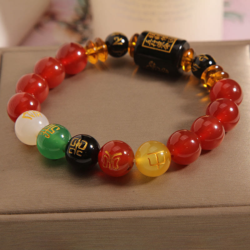Nimara Ritual Five Elements Black Onyx Red Agate Wisdom Wealth Bracelet