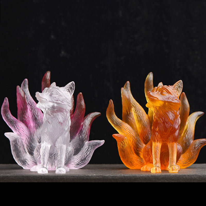 Nimara Ritual Small Nine Tailed Fox Success Strength Home Figurine Decoration