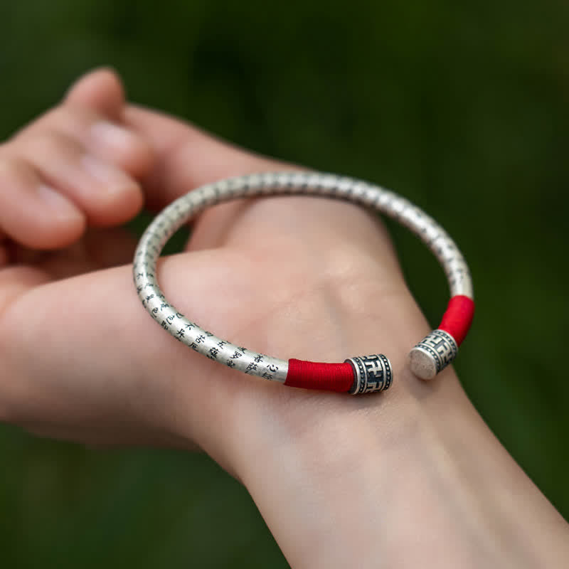 Nimara Ritual Tibet Om Mani Padme Hum Luck Red String Bracelet Bangle