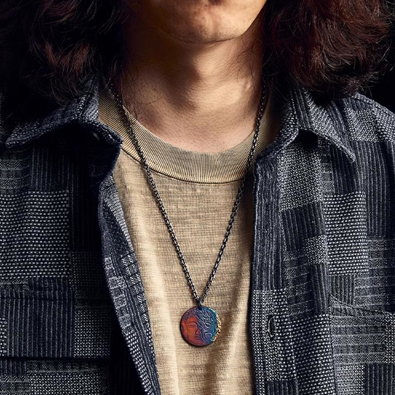 Nimara Ritual 999 Sterling Silver 24K Gold Half Demon Half Buddha Compassion Necklace Pendant