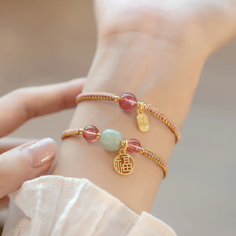 Nimara Ritual Red Agate Jade Lotus Confidence Calm String Bracelet