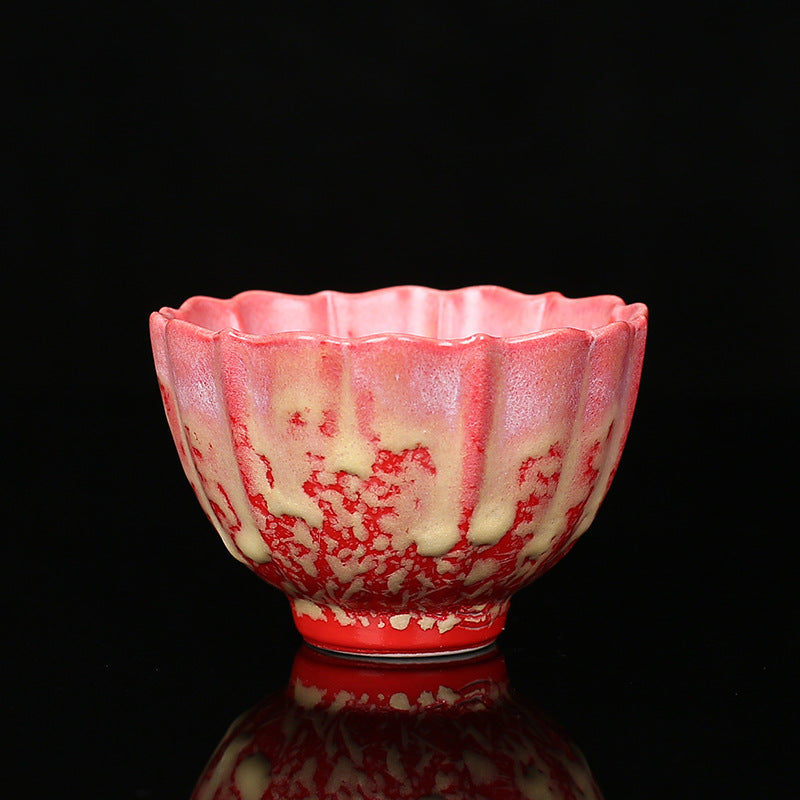 Nimara Ritual Retro Blue Red Gradient Lotus Pattern Kiln Change Ceramic Teacup Kung Fu Tea Cup Bowl