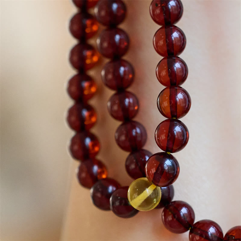 Nimara Ritual Natural 108 Mala Beads Amber Clear Anxiety Bracelet