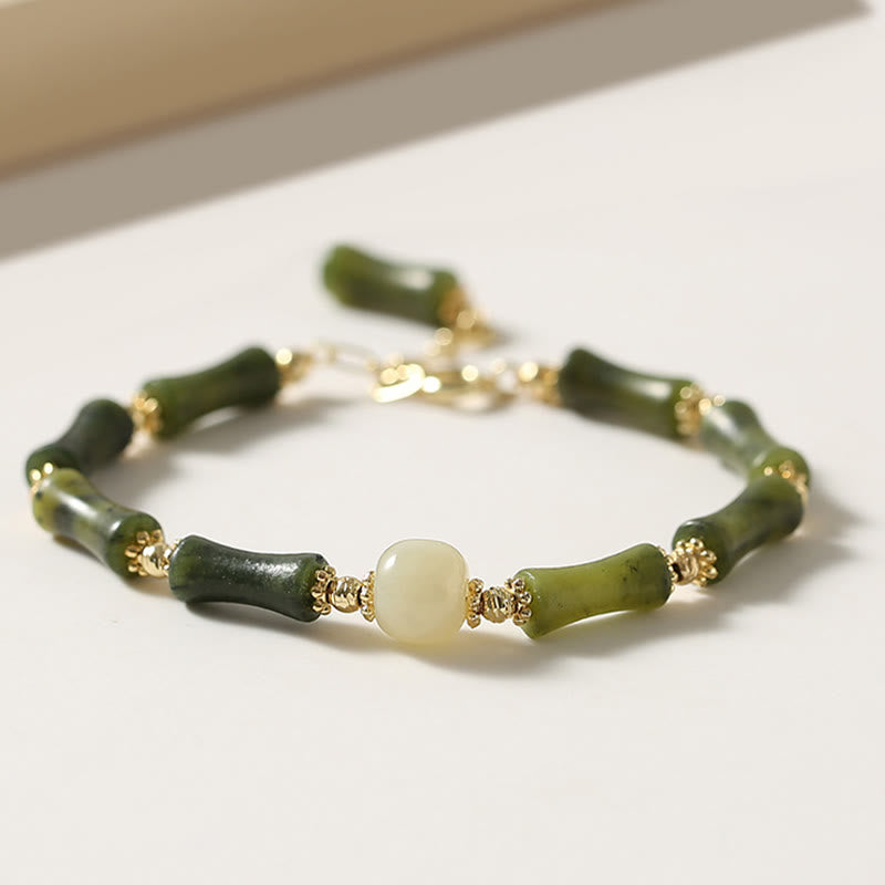 Nimara Ritual Glass Bead Bamboo Luck Strength Chain Bracelet
