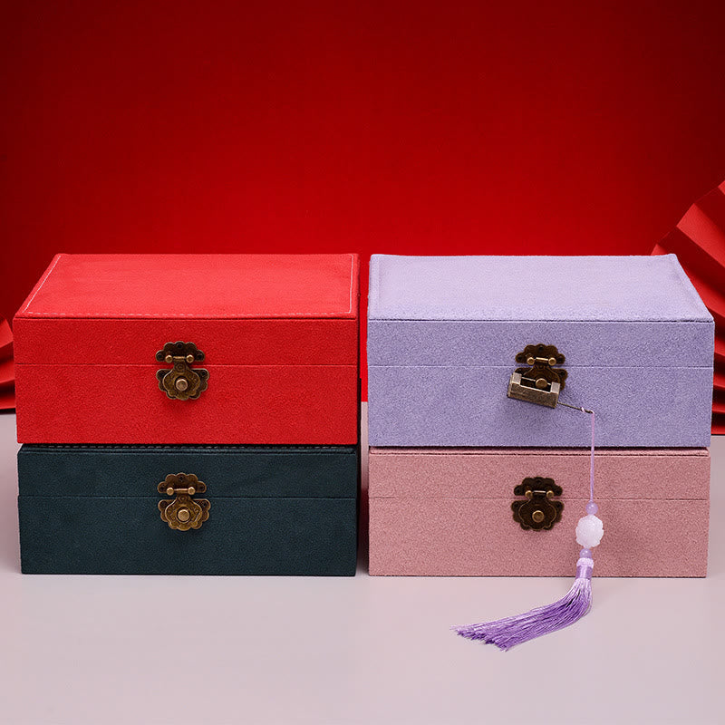Nimara Ritual Simple Design Jewelry Box Organizer Two-Layer Jewelry Storage Box Flannel Box With Lock